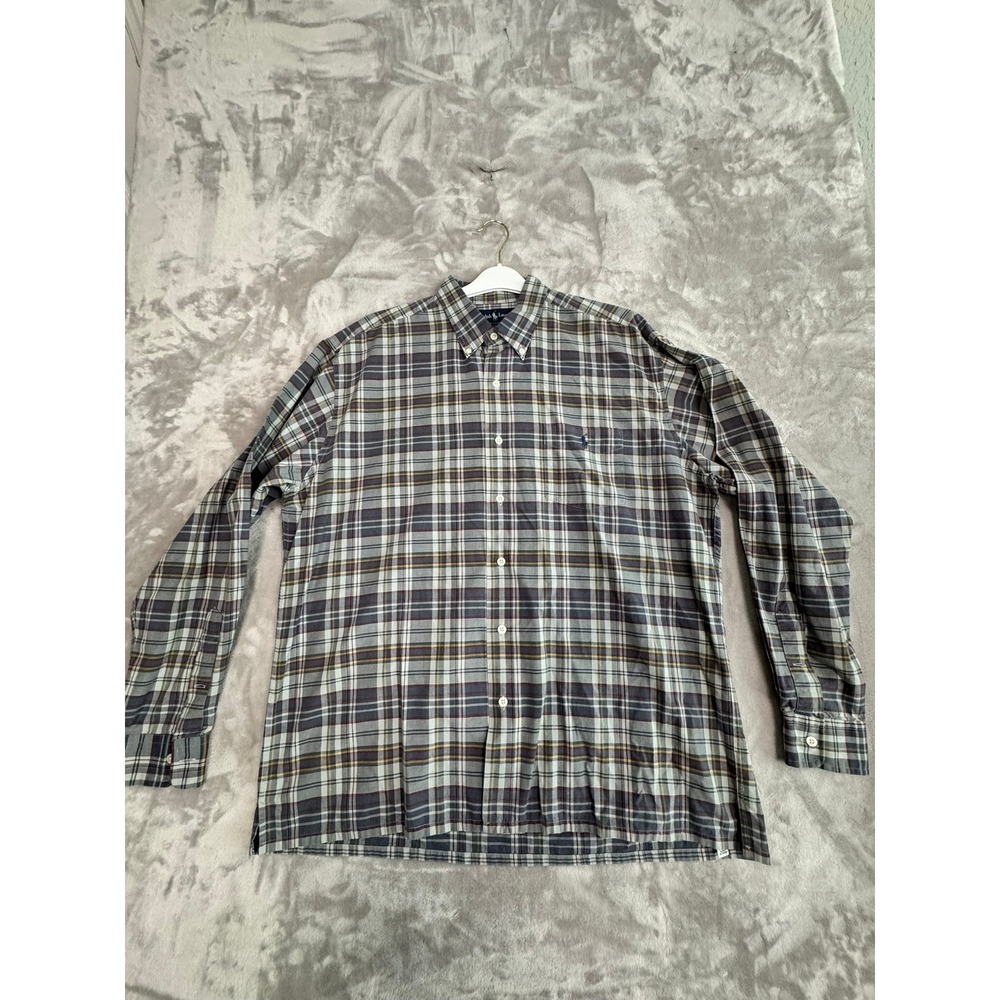 Ralph Lauren Gregor Plaid Button Down Shirt Men's Large L 100% Cotton Casual